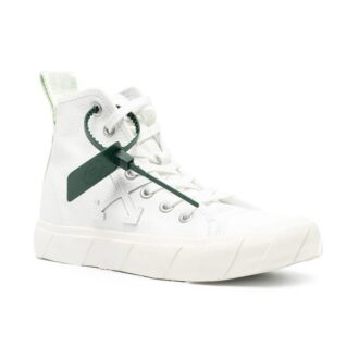 Off-White vulkanisert høytopp-Sneaker «White Green»