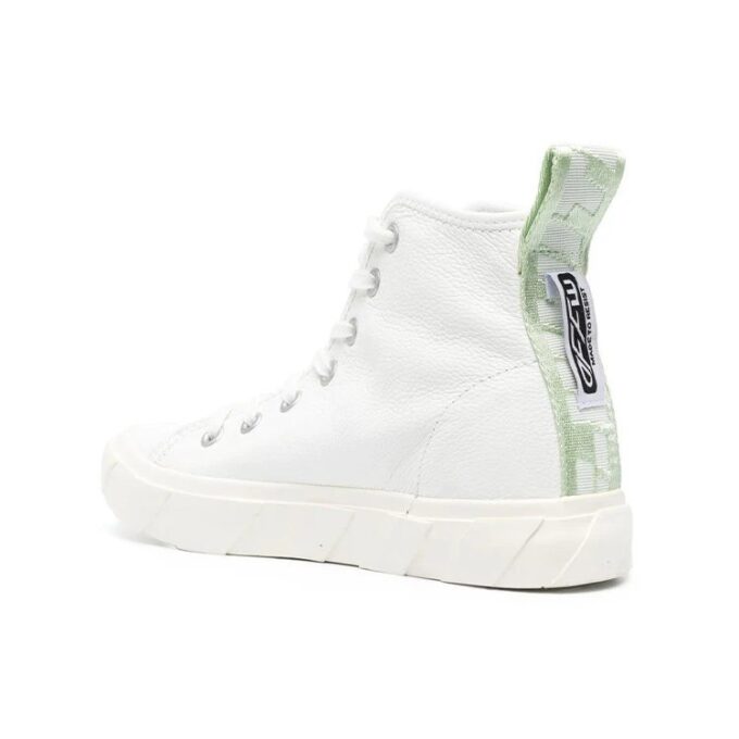Off-White vulkanisert høytopp-Sneaker «White Green»