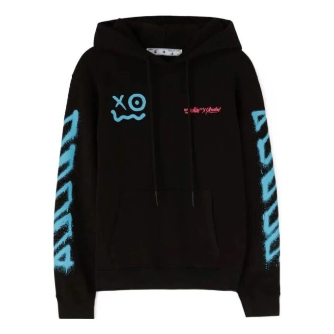 Off-White x Andr / Crossover med smilende ansikt-trykk, unisex, svart
