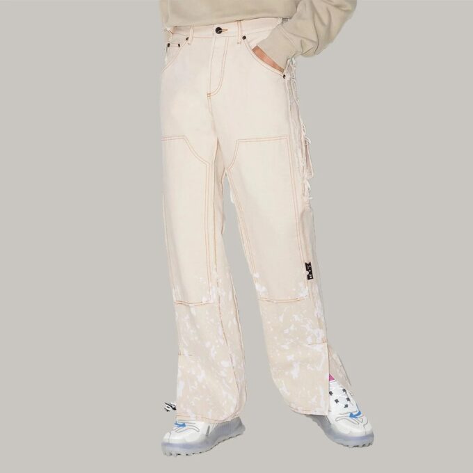 Off-White x Browns 50 Carpenter herre retro løse uformelle hvite bukser