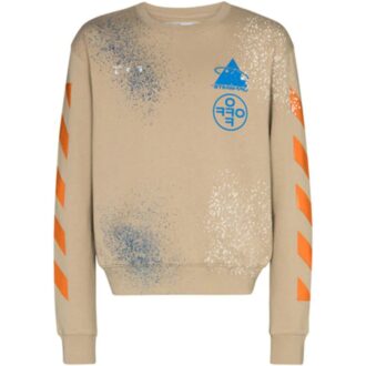 Off-White x Browns 50 herre-genser med rund hals og malingssprut