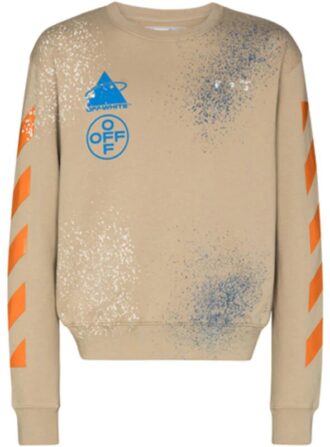 Off-White x Browns 50 herre-genser med rund hals og malingssprut