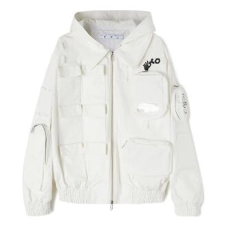 Off-White x C/o Teenage Engineering Crossover ensfarget hettegenser i treningsstil, unisex, hvit