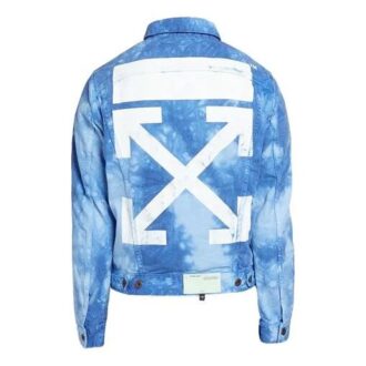Off-White x END.CHEMICAL WASH Slim Back Arrow Tie Dye Denim Jacket, blå