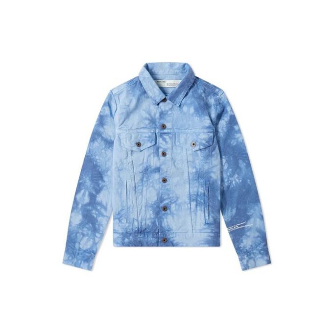 Off-White x END.CHEMICAL WASH Slim Back Arrow Tie Dye Denim Jacket, blå