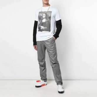 Off-White x MCA Crossover Mona Lisa-trykk Rundhalset genser Kort ermet Slim fit-versjon Hvit