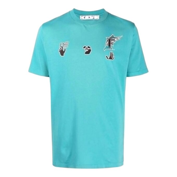 Off-White x MLB Miami Marlins kortærmet T-skjorte «Lake Blue»