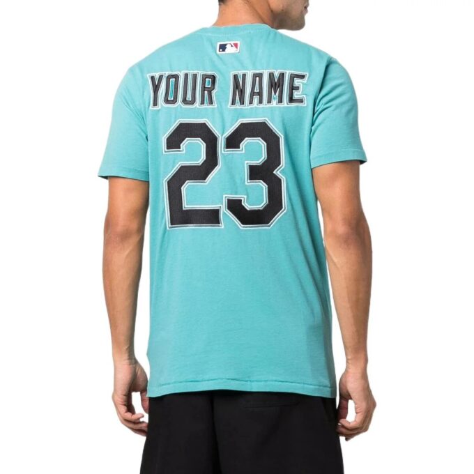 Off-White x MLB Miami Marlins kortærmet T-skjorte «Lake Blue»