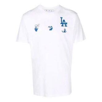 Off-White x New Era x MLB Crossover SS22 LA Dodgers-logo-trykk, Shorts, standardversjon, hvit