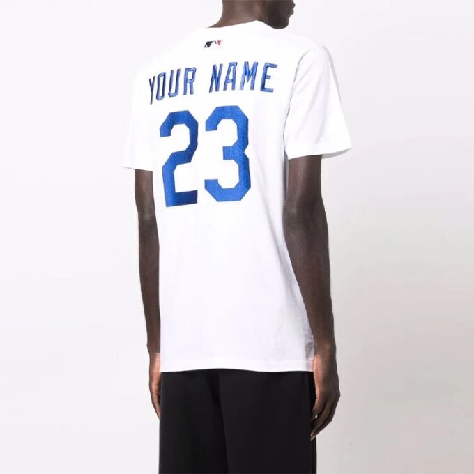 Off-White x New Era x MLB Crossover SS22 LA Dodgers-logo-trykk, Shorts, standardversjon, hvit