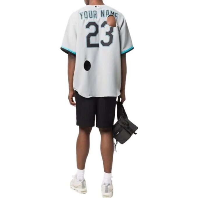 Off-White x New Era x MLB Miami Marlins-skjorte «Hvit Blå Svart»
