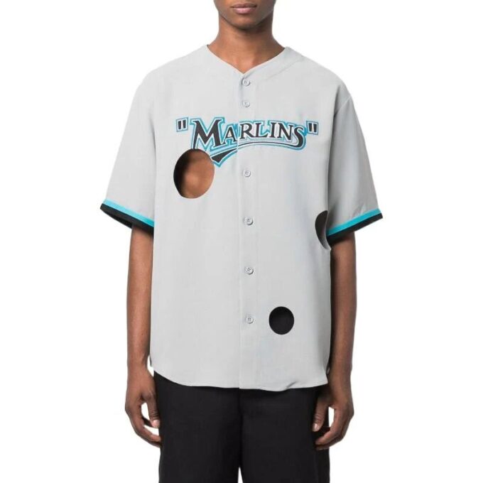 Off-White x New Era x MLB Miami Marlins-skjorte «Hvit Blå Svart»