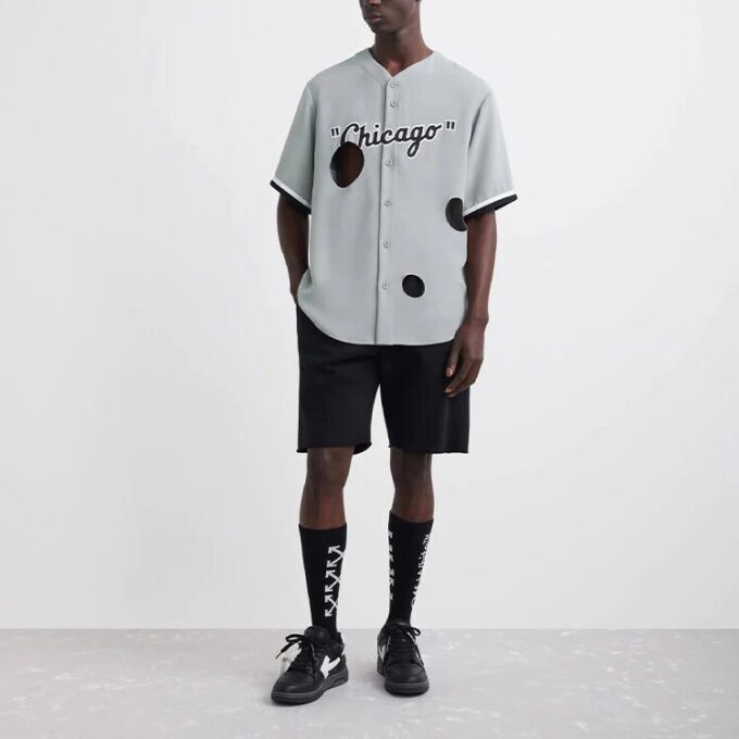 Off-White x New Era x MLB Miami Marlins-skjorte «Lys grå/svart»