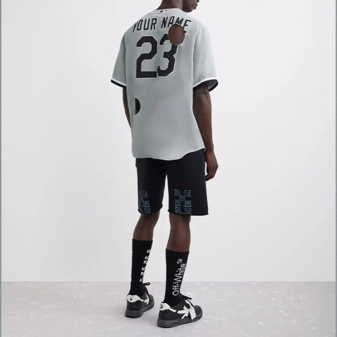 Off-White x New Era x MLB Miami Marlins-skjorte «Lys grå/svart»