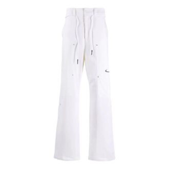Off-White x Nike Crossover ensfarget med lite logo-trykk, casual bukser med rette ben, hvit