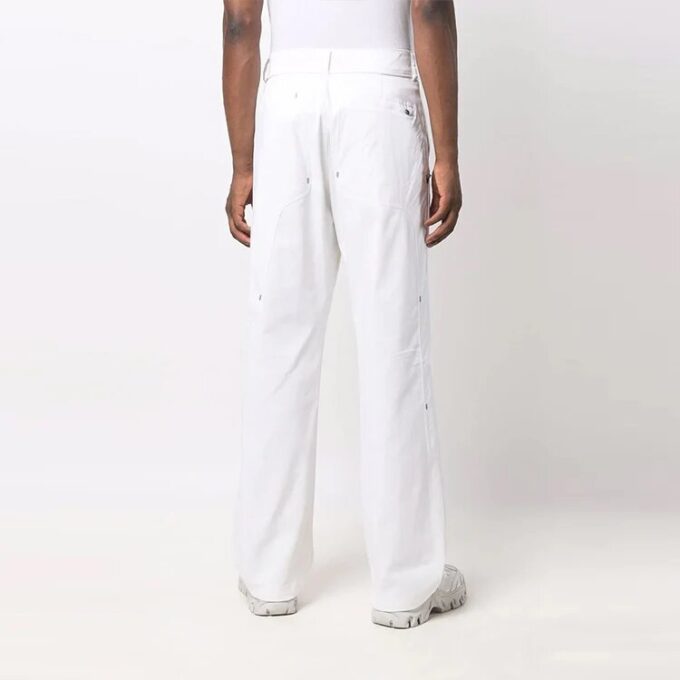 Off-White x Nike Crossover ensfarget med lite logo-trykk, casual bukser med rette ben, hvit