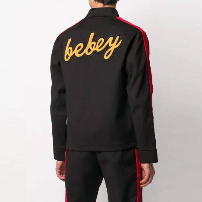 Off-White x Theophilus London Crossover Micro Mark Printing Casual Zipper Sports Jacket Svart