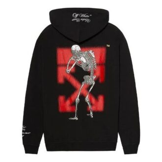 Off-White x UNDERCOVER Crossover Skeleton Printing hettegenser med lange ermer, svart