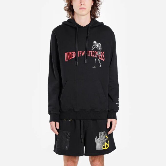 Off-White x UNDERCOVER Crossover Skeleton Printing hettegenser med lange ermer, svart