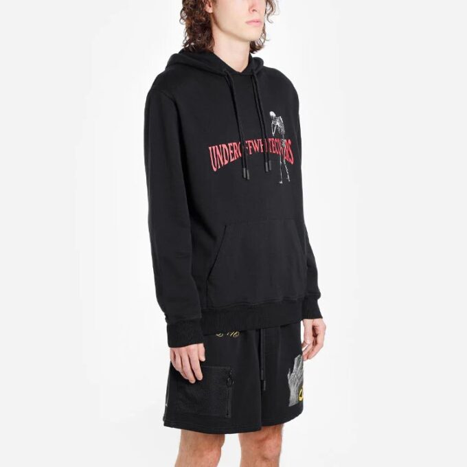 Off-White x UNDERCOVER Crossover Skeleton Printing hettegenser med lange ermer, svart