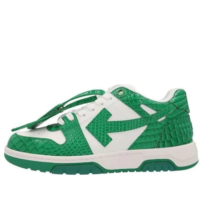 Out Of Office Crocodile Print Low-Top Sneakers &laquo;Green White&raquo;