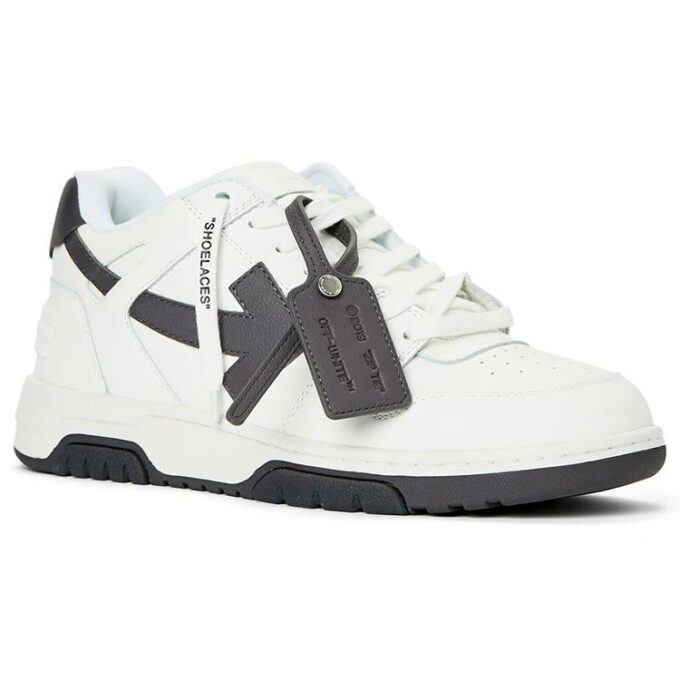 Out Of Office kalveskinnsneaker «White Black»