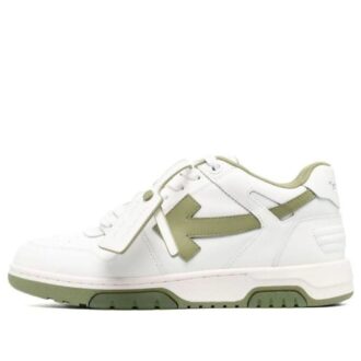 Out Of Office Lærsneakers «Hvit olivengrønn»