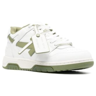 Out Of Office Lærsneakers «Hvit olivengrønn»