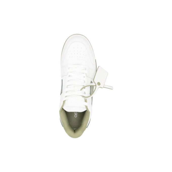 Out Of Office Lærsneakers «Hvit olivengrønn»