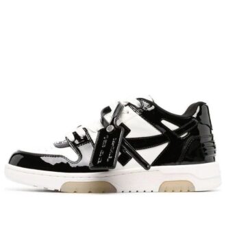 Out Of Office lavtående lakksneaker «Black White»