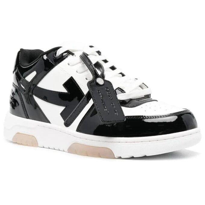 Out Of Office lavtående lakksneaker «Black White»