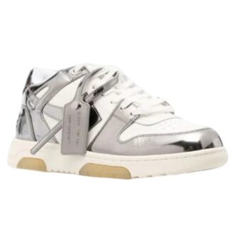 Out Of Office lavtående lakksneaker «Silver White»