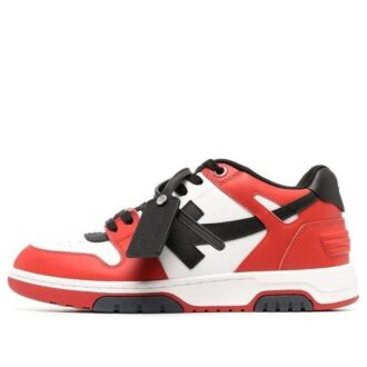 Out Of Office Panelled Leather Sneakers «Red Black White»