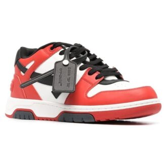 Out Of Office Panelled Leather Sneakers «Red Black White»