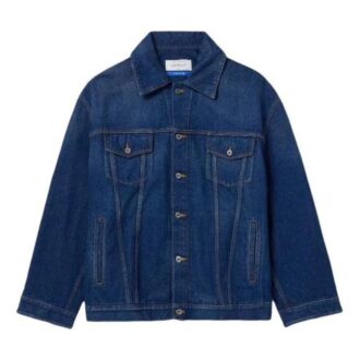 Oversize-Denim-jakke med påsydd logo