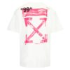 Oversized Diag Stencil T-skjorte «Hvit Fuchsia Rosa»
