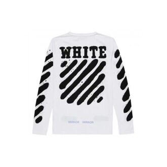 OW Hvit Splash Ink Graffiti Langermet &laquo;Hvit Svart&raquo;