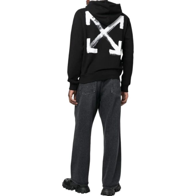 Paint Arrow Slim Hoodie «Black White»