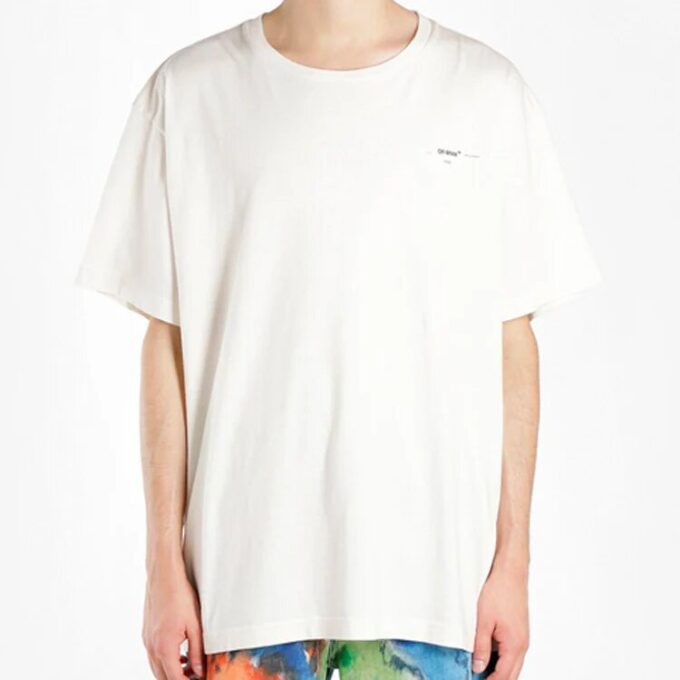 c/o virgil abloh herre-t-skjorte med fargede Arrows, korte ermer og oversize-passform