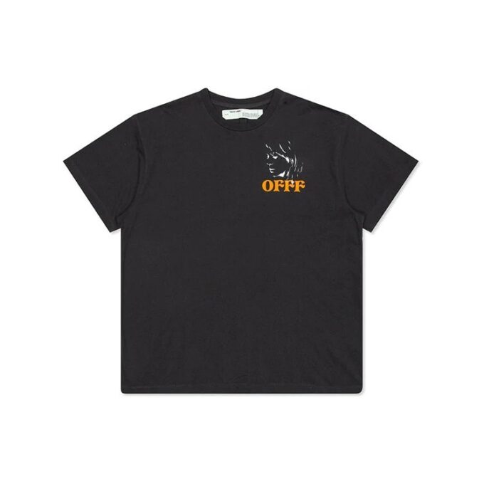 Portrait S/S OVER TEE med trykkmønster, kort ermet, løs passform, svart T-skjorte, unisex