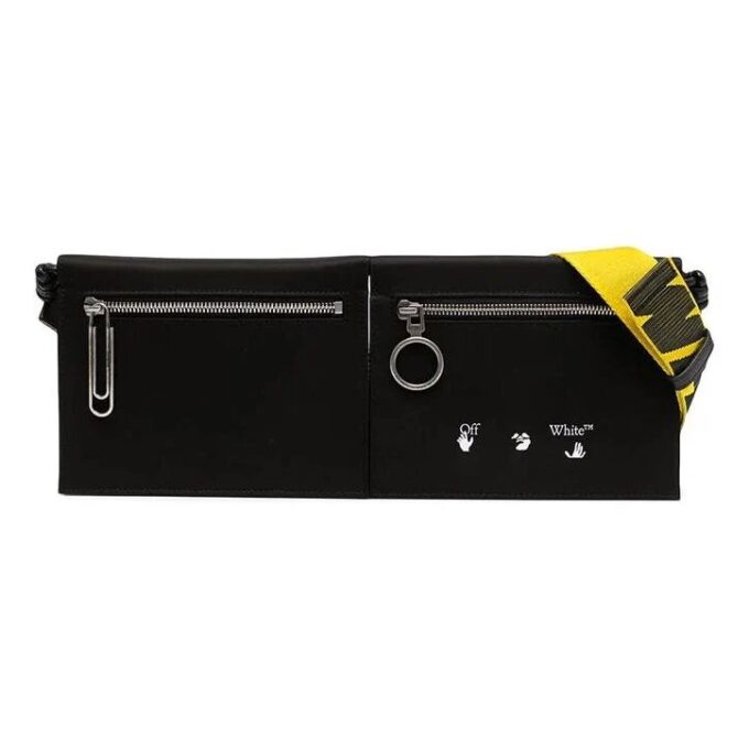 Printing Series Industrial Style Zipper Messenger Bag Fanny Pack Svart
