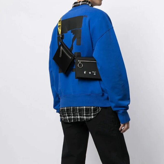 Printing Series Industrial Style Zipper Messenger Bag Fanny Pack Svart