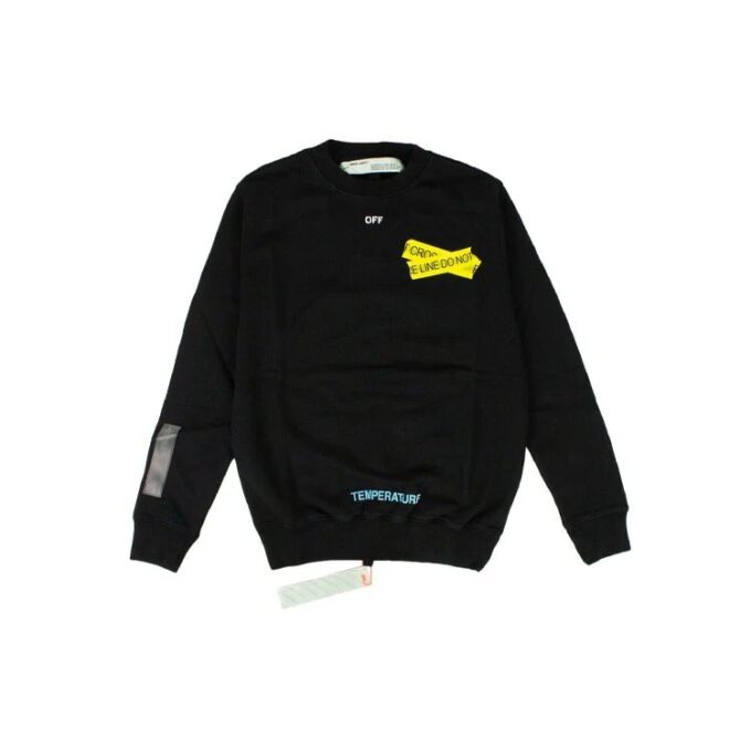 Pullover med Fire Tape-grafikk, svart/gul