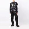 Pullover med marmormønster for menn, svart