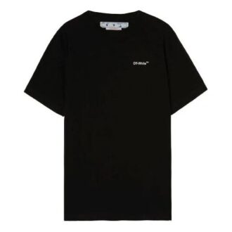 Pullover med rund hals, kort erme, løs passform og pil-logo-trykk, svart