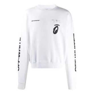 Pullover med rund hals og pilmønster, hvit