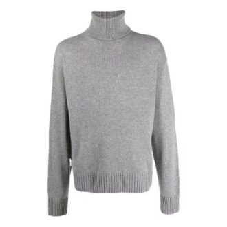 ribbet genser med høy krage, vanlig versjon, unisex, grå