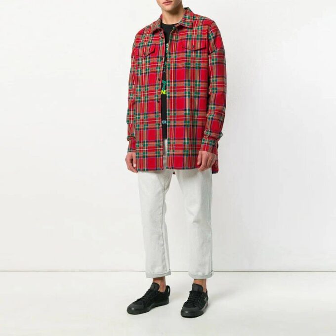 rutete skjorte Tartan-skjorte for menn Rød