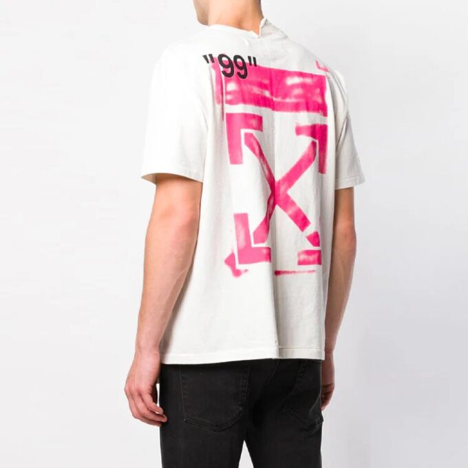 Ryggen rosa pil kort ermet hvit Shorts