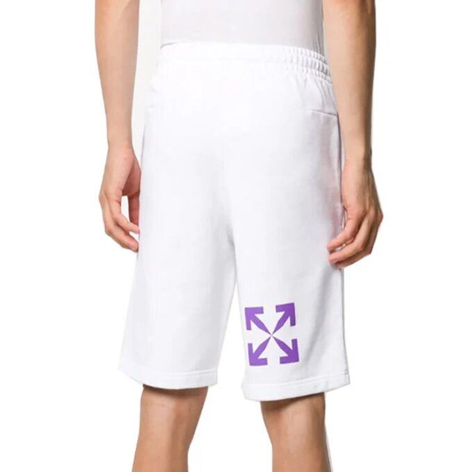 Shorts med portrettmønster, hvite